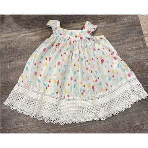 Catimini Girl's Multicolor Geometric Shapes Lace Dress size 9 months